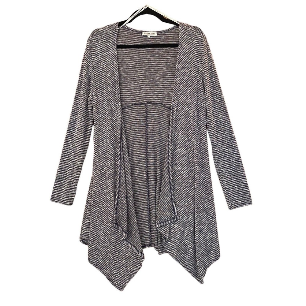 Rolla Coaster Open Front Boho Lightweight Black/White Long Sleeve Cardigan Sz M
